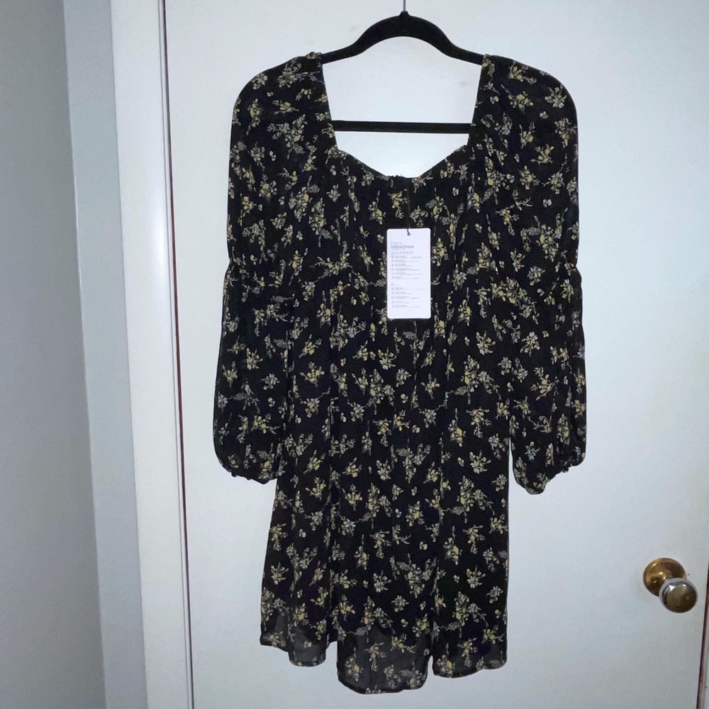 Black and white floral dress (yellow flowers)